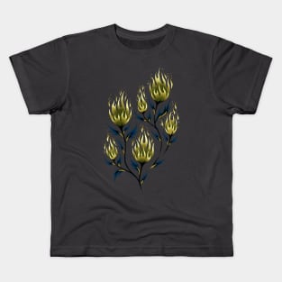 Fire Flower - Blue Gold Kids T-Shirt